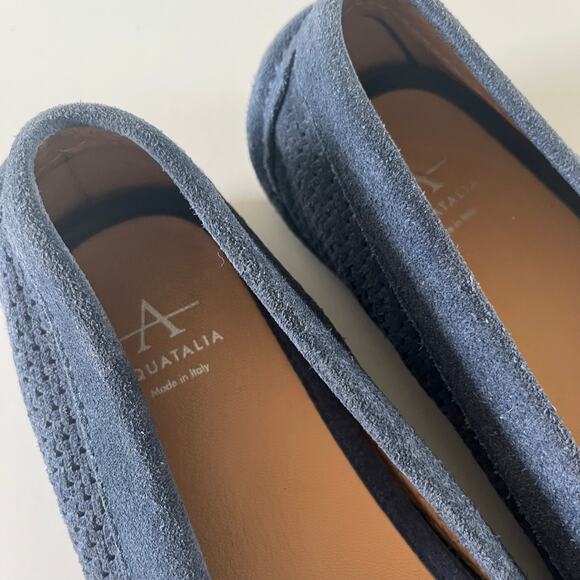 Aquatalia 'Sawyer' Women's 6 Perforated Blue Suede Driving Loafer - Picture 3 of 9